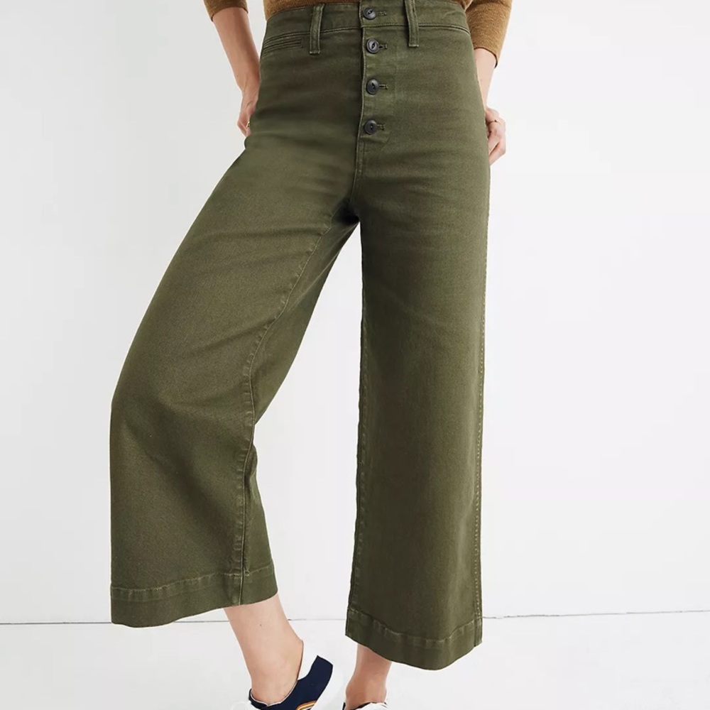 Madewell Emmett Wide Leg Crop Button Front Pants | 28 | NWOT